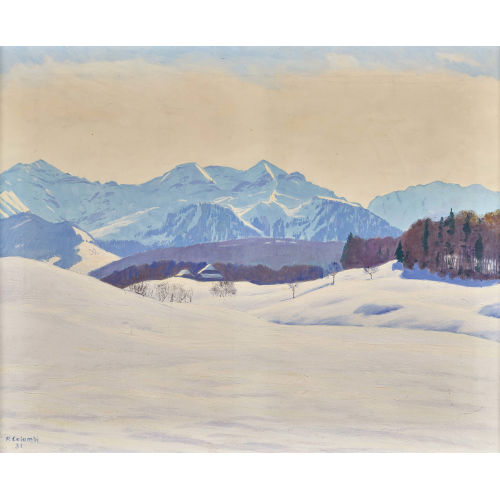 PLINIO COLOMBI : Winterlandschaft im Berner Oberland (DOBIASCHOFSKY AUKTIONEN AG)