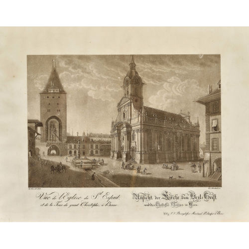 GABRIEL (GEN. LORY FILS) LORY : 'Vue de l'Eglise du St. Esprit et de la Tour du grand Christophe, � Berne/Ansicht der Kirche zum Heil: Geist und des Christoffel Thurms in Bern' (DOBIASCHOFSKY AUKTIONEN AG)
