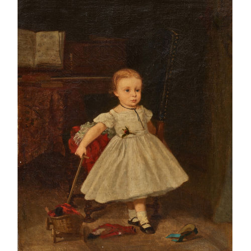 BENJAMIN I VAUTIER : Portr�t eines M�dchens mit Puppenwagen (DOBIASCHOFSKY AUKTIONEN AG)