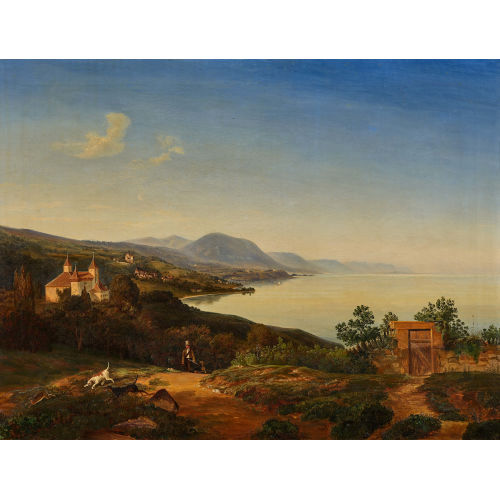 19. JH. SCHWEIZ : Le ch�teau de Vaumarcus au bord du lac de Neuch�tel (DOBIASCHOFSKY AUKTIONEN AG)