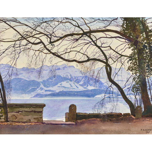 PLINIO COLOMBI : Blick von der Schadau auf den Thunersee (DOBIASCHOFSKY AUKTIONEN AG)