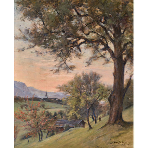 AUGUSTE BAUD-BOVY : 'Le clocher d'Aeschi' (DOBIASCHOFSKY AUKTIONEN AG)
