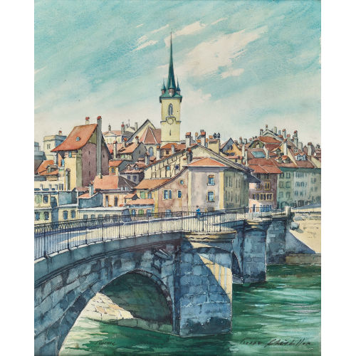 PIERRE CH�TILLON : Untertorbr�cke mit Blick auf Matte und Nydeggkirche (DOBIASCHOFSKY AUKTIONEN AG)