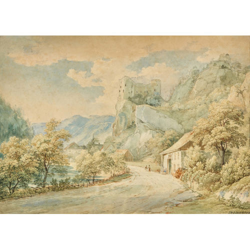 JACQUES-HENRI JUILLERAT : Gebirgslandschaft mit Burgruine (DOBIASCHOFSKY AUKTIONEN AG)