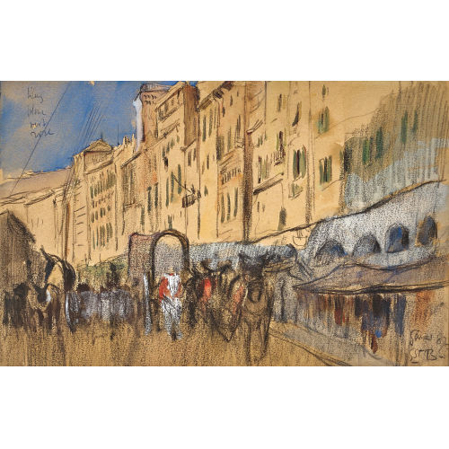 ERNEST BI�LER : Belebte Strasse in der Altstadt von Genua (DOBIASCHOFSKY AUKTIONEN AG)