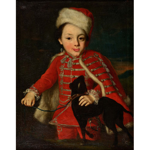 JOHANN RUDOLF DAELLIKER : Portr�t eines vornehmen Knaben mit Hund (DOBIASCHOFSKY AUKTIONEN AG)