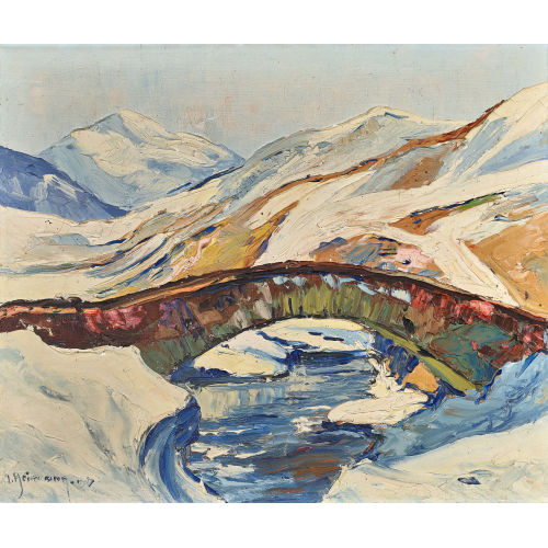 J. HEINMANN : 'Pont sous la Neige' (DOBIASCHOFSKY AUKTIONEN AG)
