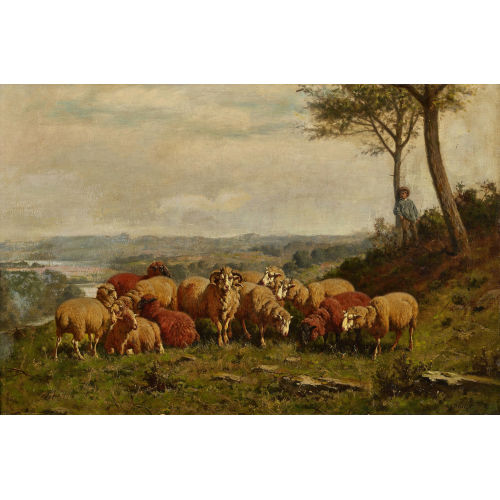 WILLIAM-BAPTISTE BAIRD : Schafherde mit Hirtenknabe (DOBIASCHOFSKY AUKTIONEN AG)