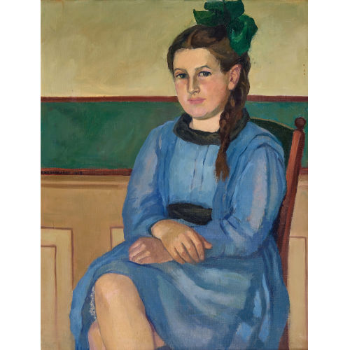FRITZ HILDEBRANDT : Sitzendes M�dchen in blauem Kleid (DOBIASCHOFSKY AUKTIONEN AG)