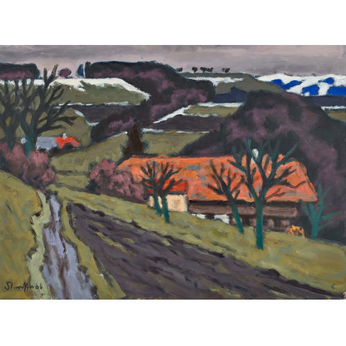FRED STAUFFER : Emmentaler Landschaft im Vorfr�hling (DOBIASCHOFSKY AUKTIONEN AG)