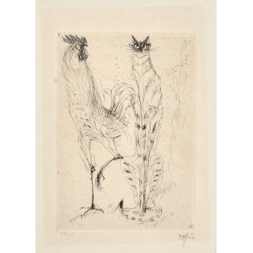 HANS) FIS (EIGTL. FISCHER : 'Katze und Hahn VIII' (DOBIASCHOFSKY AUKTIONEN AG)