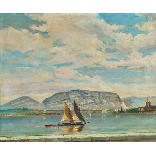 LOUIS-AM�D�E BAUDIT : 'Le Sal�ve et Gen�ve depuis La Perle du Lac' (DOBIASCHOFSKY AUKTIONEN AG)