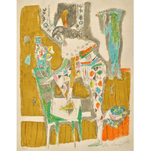 ALOIS CARIGIET : 'Harlekin mit Affe' (DOBIASCHOFSKY AUKTIONEN AG)