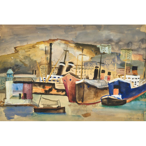 THEO EBLE : S�dlicher Hafen am Meer (DOBIASCHOFSKY AUKTIONEN AG)