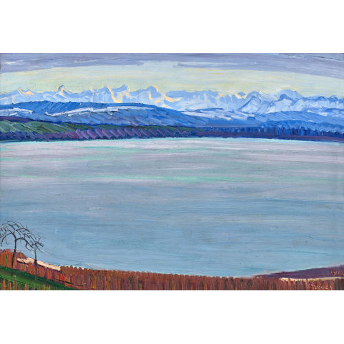 ERNST SAMUEL GEIGER : 'Das Berner Oberland vom Bielersee aus' (DOBIASCHOFSKY AUKTIONEN AG)