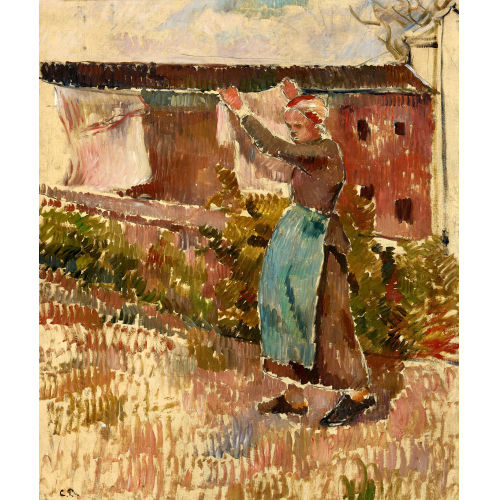 CAMILLE PISSARRO : 'Femme �tendant du linge, �ragny, �tude' (DOBIASCHOFSKY AUKTIONEN AG)