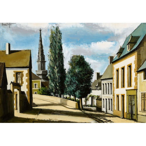 BERNARD BUFFET : 'Tr�boul, le clocher et la rue Vieille (Finist�re)' (DOBIASCHOFSKY AUKTIONEN AG)