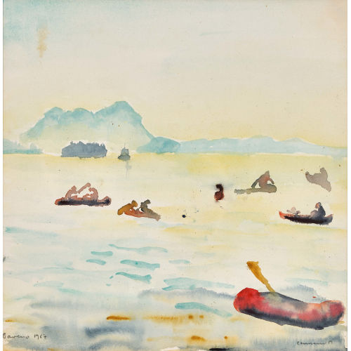 PAUL CAMENISCH : Boote am Lago Maggiore bei Boveno (DOBIASCHOFSKY AUKTIONEN AG)