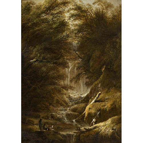 JOHANN HEINRICH (AUCH W�ST) W�EST : Bergbach mit Wasserfall (DOBIASCHOFSKY AUKTIONEN AG)