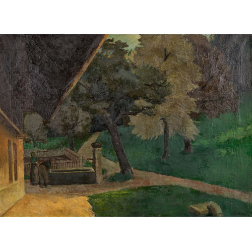 VICTOR SURBEK : Bauernpaar am Brunnen (DOBIASCHOFSKY AUKTIONEN AG)