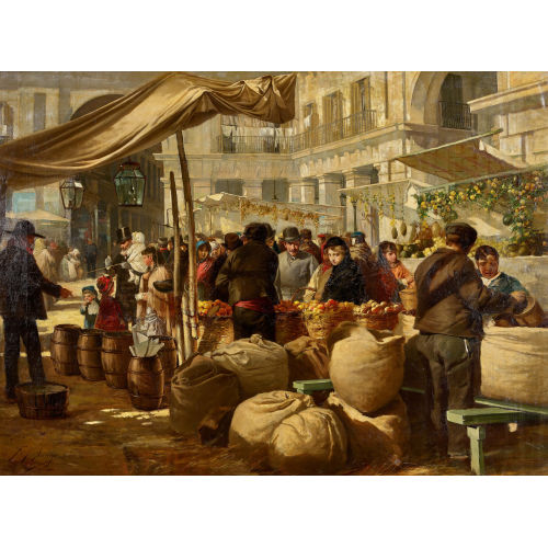 FRANCISCO JAVIER AM�RIGO Y APARICI : Marktszene im Sonnenlicht (DOBIASCHOFSKY AUKTIONEN AG)