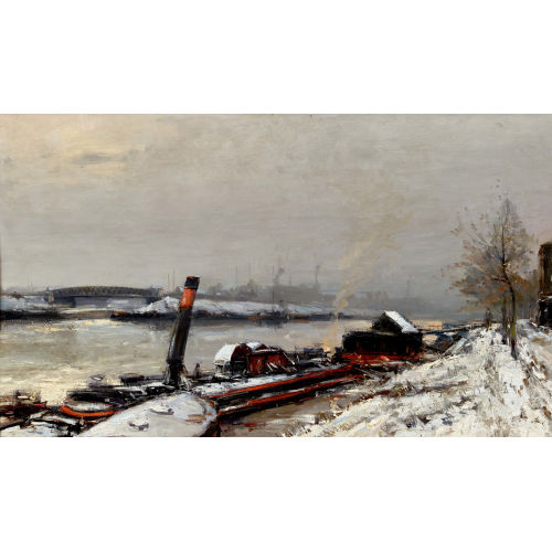 19./20. JH. FRANKREICH : Flusslandschaft im Winter (DOBIASCHOFSKY AUKTIONEN AG)