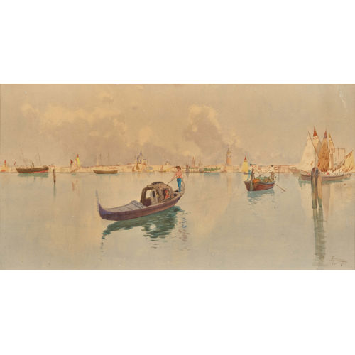 CARLO MENEGAZZI : Gondoliere vor Venedig (DOBIASCHOFSKY AUKTIONEN AG)