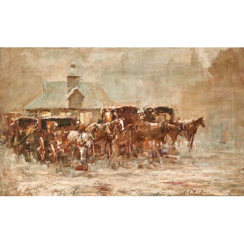 19. JH. RUSSLAND : Winterlandschaft mit Pferdekutschen (DOBIASCHOFSKY AUKTIONEN AG)