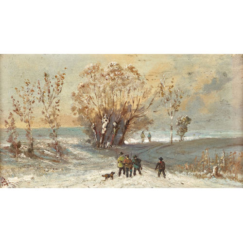 ADOLF STADEMANN : J�ger in Winterlandschaft (DOBIASCHOFSKY AUKTIONEN AG)