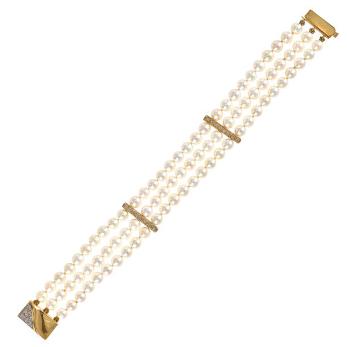 PERLEN-BRILLANT-BRACELET : (DOBIASCHOFSKY AUKTIONEN AG)