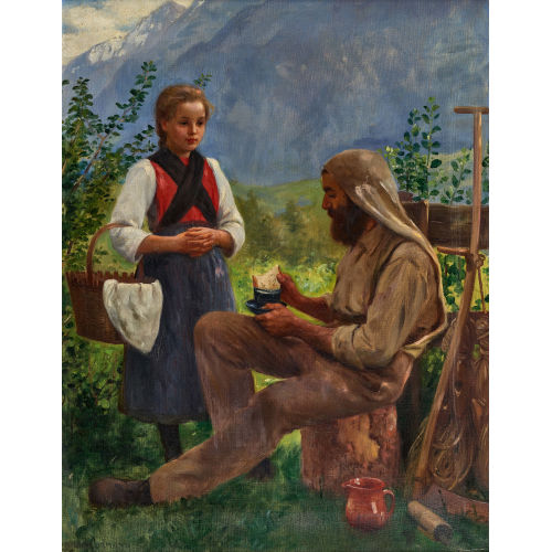 EMIL BEURMANN : Rastender Bauer mit M�dchen (DOBIASCHOFSKY AUKTIONEN AG)