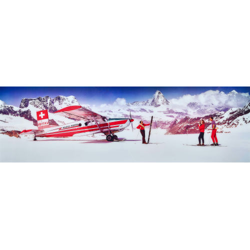 KODAK COLORAMA DISPLAY COLLECTION - NEIL MONTANUS : 'Alp skiers with airplane 1964' (DOBIASCHOFSKY AUKTIONEN AG)
