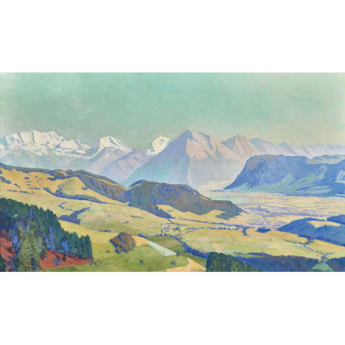 ROBERT KIENER : Blick auf die Berner Alpen und den Niesen (DOBIASCHOFSKY AUKTIONEN AG)