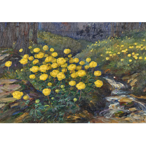 ANNA HALLER : Butterblumen am Bach (DOBIASCHOFSKY AUKTIONEN AG)