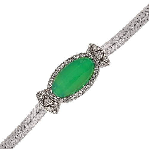CHRYSOPRAS-DIAMANT-BRACELET : (DOBIASCHOFSKY AUKTIONEN AG)
