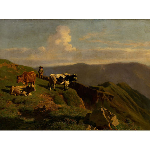 ALBERT LUGARDON : Hirte mit K�hen auf der Alp (DOBIASCHOFSKY AUKTIONEN AG)