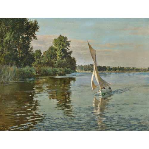 FERDINAND GUELDRY : Segelschiff auf einem Fluss (DOBIASCHOFSKY AUKTIONEN AG)