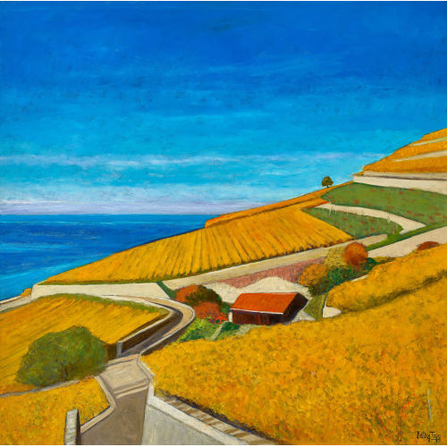 KATHY (EIGTL. THYS-BILL THYS : Herbstliche Ansicht des Lavaux mit Genfersee (DOBIASCHOFSKY AUKTIONEN AG)