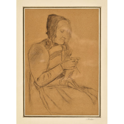 ALBERT ANKER : Strickende Frau (DOBIASCHOFSKY AUKTIONEN AG)