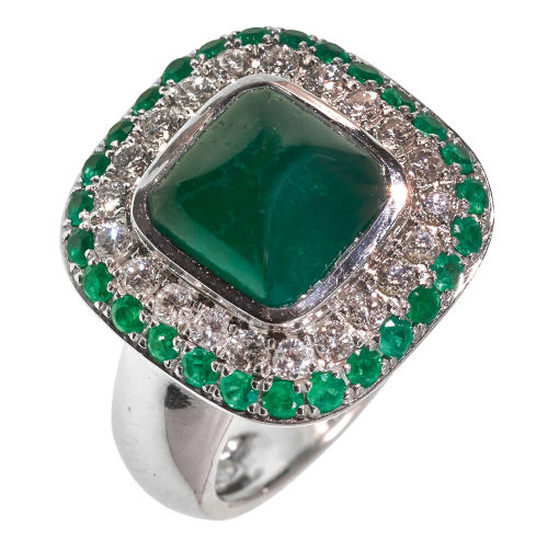SMARAGD-DIAMANT-RING : (DOBIASCHOFSKY AUKTIONEN AG)