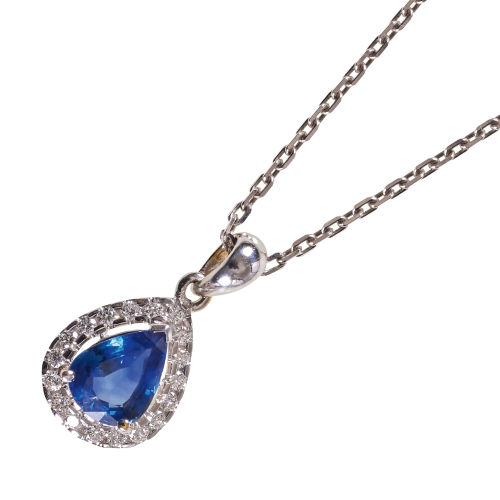 SAPHIR-DIAMANT-ANH�NGER MIT KETTE : (DOBIASCHOFSKY AUKTIONEN AG)