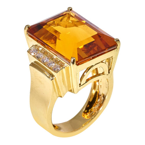 CITRIN-DIAMANT-RING : (DOBIASCHOFSKY AUKTIONEN AG)
