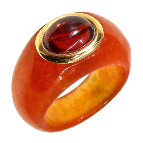GRANAT-JADE-RING : (DOBIASCHOFSKY AUKTIONEN AG)