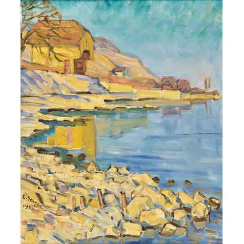 ERNST SAMUEL GEIGER : Herbstliches Bielerseeufer (DOBIASCHOFSKY AUKTIONEN AG)
