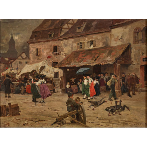 SIMON DURAND : Regnerischer Markttag (DOBIASCHOFSKY AUKTIONEN AG)