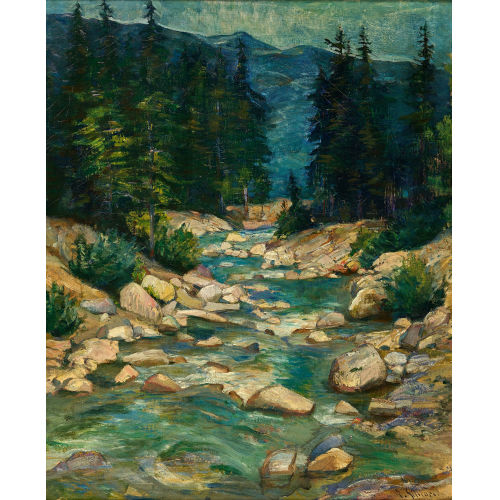 EUG�NE GILLIARD : 'Paysage avec cascade et sapins' (DOBIASCHOFSKY AUKTIONEN AG)
