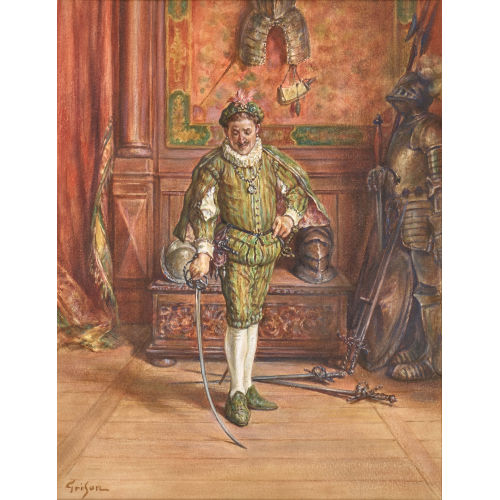 FRAN�OIS ADOLPHE GRISON : Edelmann mit Stichwaffe in historischem Interieur (DOBIASCHOFSKY AUKTIONEN AG)