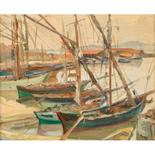 L�ON JULIEN ERNEST SONNIER : 'Petit port de p�che en Bretagne' (DOBIASCHOFSKY AUKTIONEN AG)