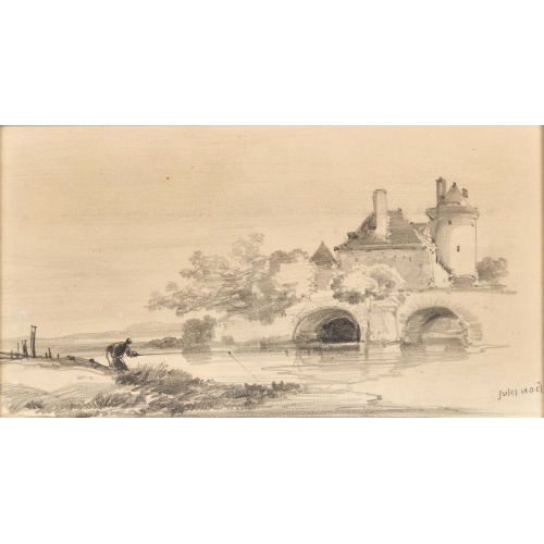 JULES ACHILLE NO�L : Angler vor Seelandschaft mit Schloss (DOBIASCHOFSKY AUKTIONEN AG)