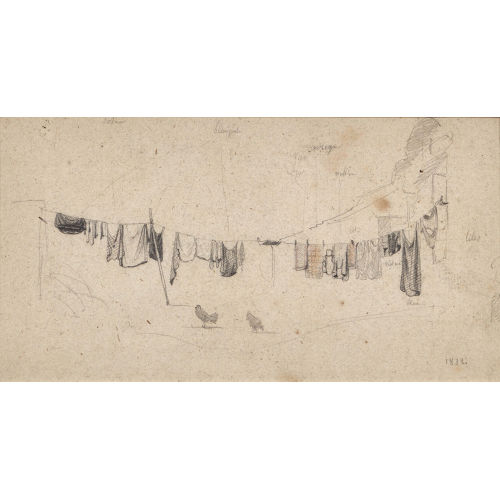 JEAN-BAPTISTE CAMILLE COROT : Die W�scheleine (DOBIASCHOFSKY AUKTIONEN AG)